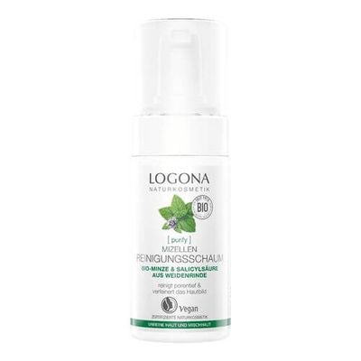 Logona PURIFY Mizellen Reinigungsschaum Bio-Minze & Salicylsäure aus der Weidenrinde